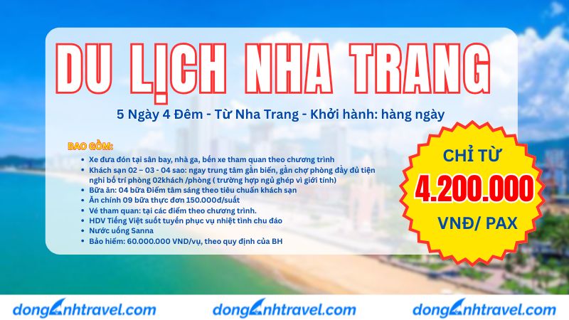 NHA TRANG – MIỀN CÁT TRẮNG 5 NGÀY 4 ĐÊM