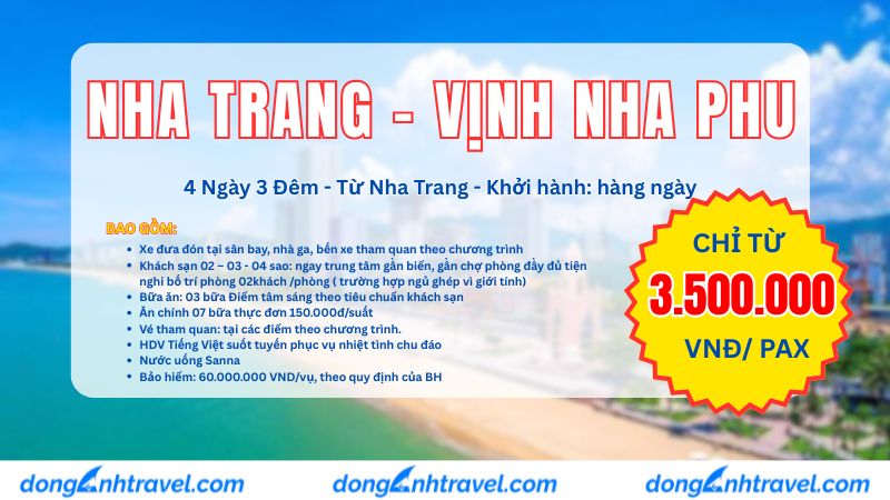 NHA TRANG – VỊNH NHA PHU 4 NGÀY 3 ĐÊM